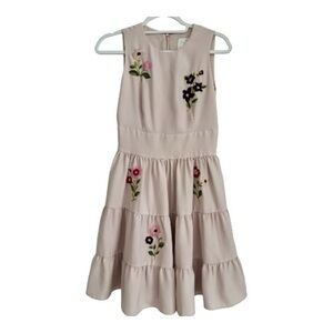 Kate Spade Light Pink Mini Dress with Floral Embroidery